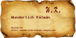 Wunderlich Kálmán névjegykártya